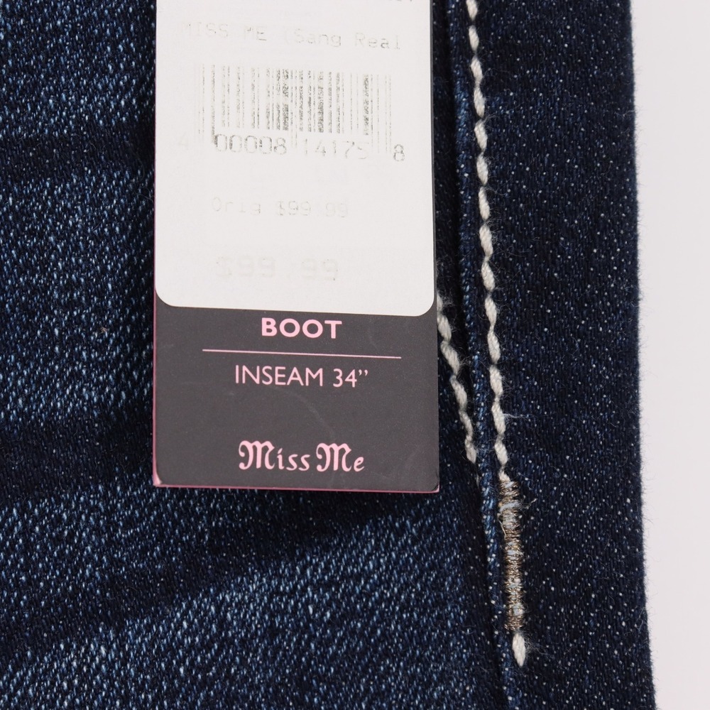 Miss Me Signature Boot Womens 33 Dark Wash Embellished Bootcut Jeans JP9000B NEW - Picture 6 of 9